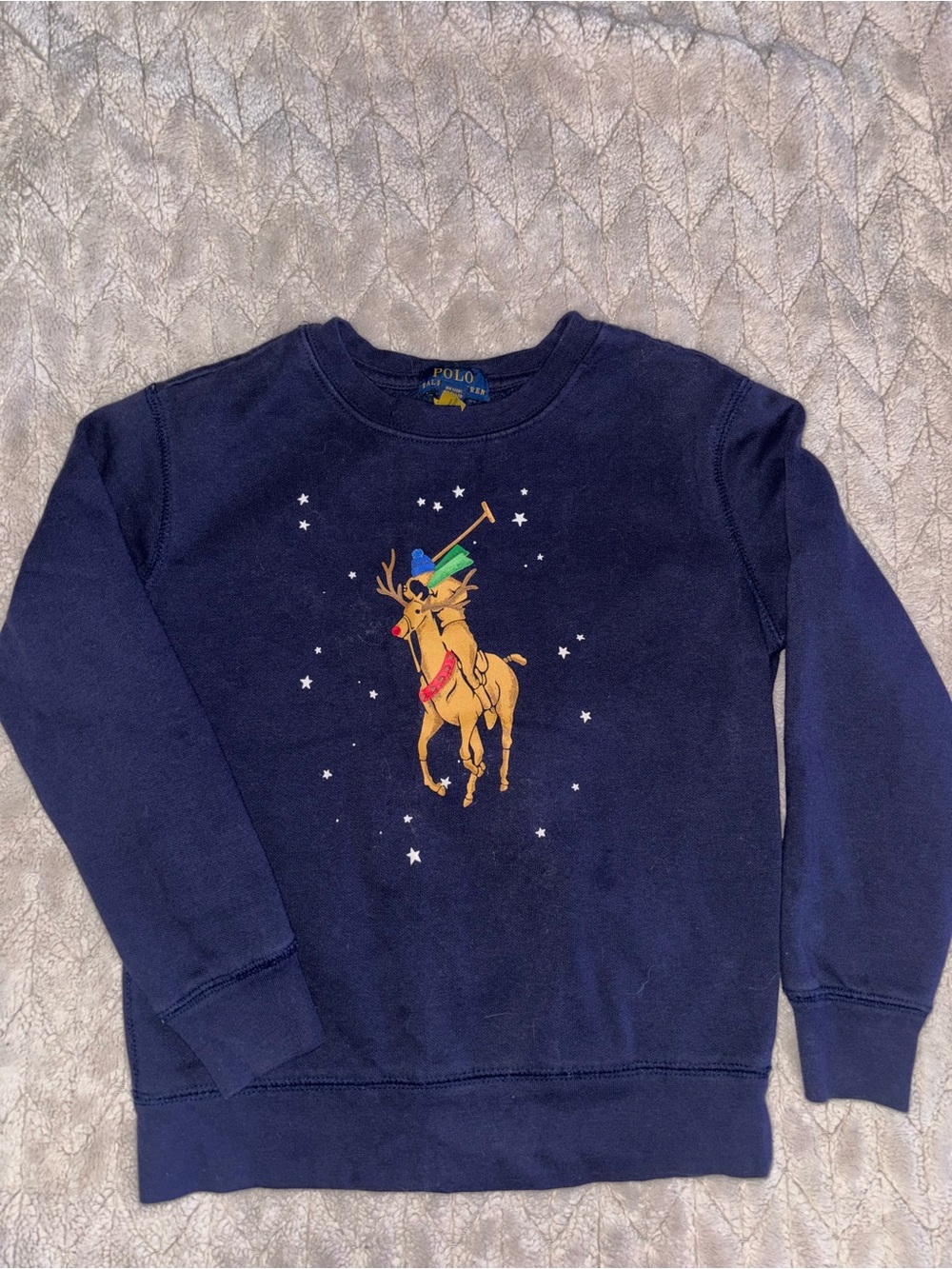 Polo by Ralph Lauren Navy Kids Reindeer Polo Player Sweatshirt